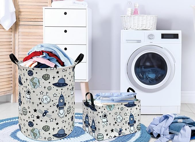 Rec Spaceman Print Box Hamper Storage Basket Collapsible Organizer Bin Gift Shelf Baskets for Home and Kitchen Storage