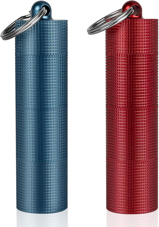 PPFISH 2 PCS Portable Daily Pill Case, 3 Compartments Aluminum Alloy Waterproof Pill Box Dispenser, Small Pocket Pill Container, Keychain Pill Fob, Travel Pill Holder for Men Women