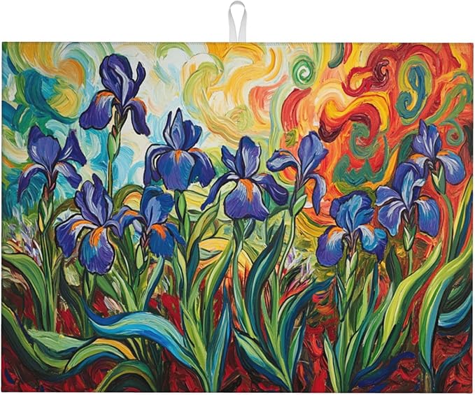 watercolor Flowers Dish Drying Mat for Kitchen Counter Microfiber Super Absorbent Non-Slip Dish Drying Pad for Countertops Dishes Utensils Stylish Quick-Dry Machine Washable 18x24 Inch