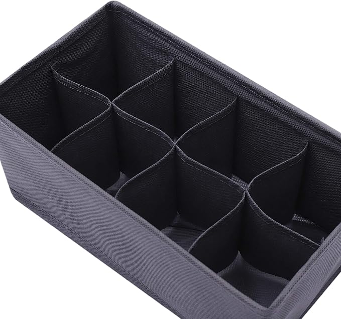 DIOMMELL 6 Pack Foldable Cloth Storage Box Closet Dresser Drawer Organizer Fabric Baskets Bins Containers Divider for Clothes Underwear Socks Lingerie Clothing, Dark Grey 00-0600