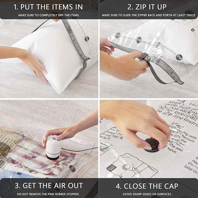 Vacuum Seal Bags for Clothing Travel and Home Storage, Travel Vacuum Bags with Electric Pump, Space Saver Compression Packing Cubes for Luggage Suitcase Bedding Blankets Clothes, 20 Combo