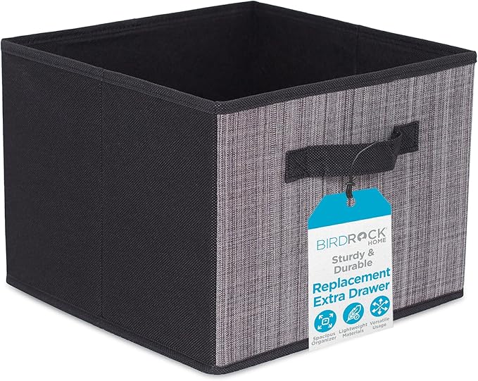 Internet's Best Replacement Extra Drawers for Hanging Closet Organizer - Canvas Storage Bins for Clothes, Sweaters, Shoes, Accessories - College Dorm Room Essentials, Small Space Organizer - Grey