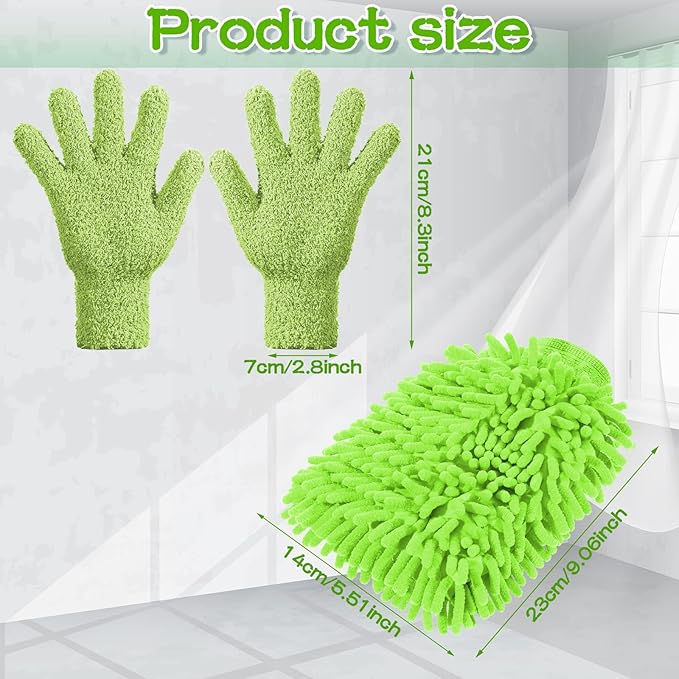 Potchen 6 Pcs Microfiber Dusting Mitt Gloves Microfiber Washable Dusting Gloves Car Wash Mitt for Leaf Cleaning Plant