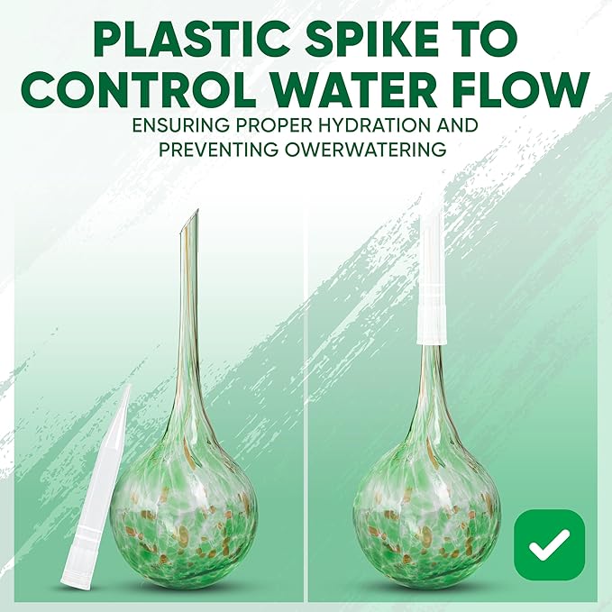 Mission Gallery Plant Watering Globes Set of 2 - Small Self Watering Globes for Indoor & Outdoor Plants - Multicolored, Automatic, Glass Watering Bulbs for Daily Use, Plant Watering Devices