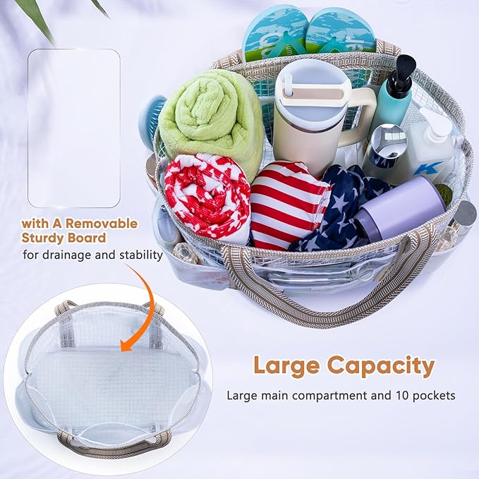 Large Mesh Shower Caddy – Portable Shower Tote with Waterproof Phone Pouch – Quick Dry Shower Bag with Separate Dry & Wet Zones for College Dorm, Gym, Beach Tote, Camping, Travel Essentials