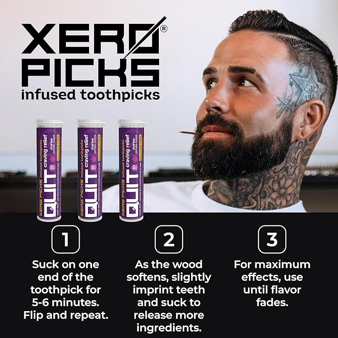 Xero Picks Infused Flavored Toothpicks to Help Quit Smoking - Nicotine Free (Chai Tea, 3 Pack) Non-GMO Kosher Vegan