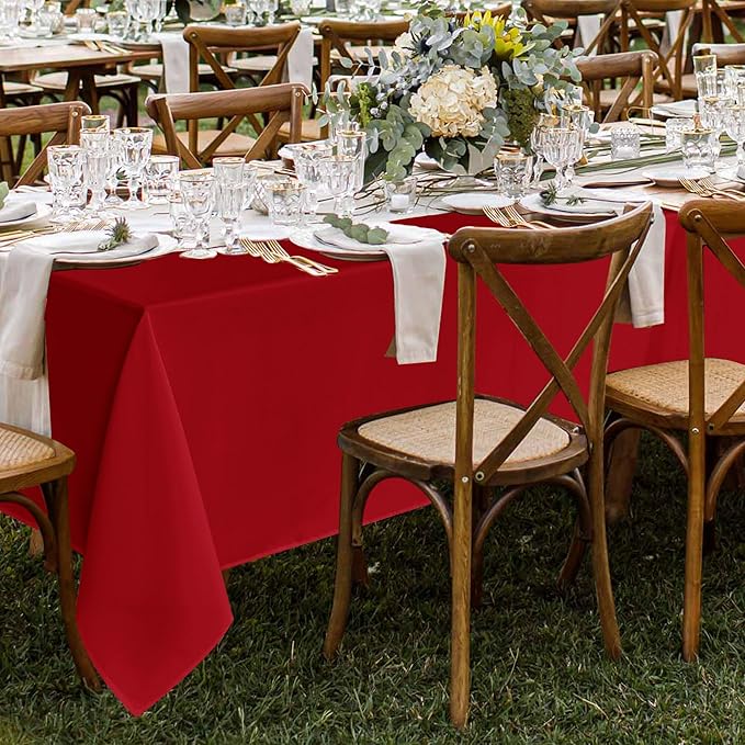 Fitable 8 Pack Rectangle Tablecloths: Stain Resistant Wrinkle Free Circle Table Clothes, Washable Reusable Polyester Table Covers for Wedding Party Birthday Banquet Reception(Red, 60x102 Inch)