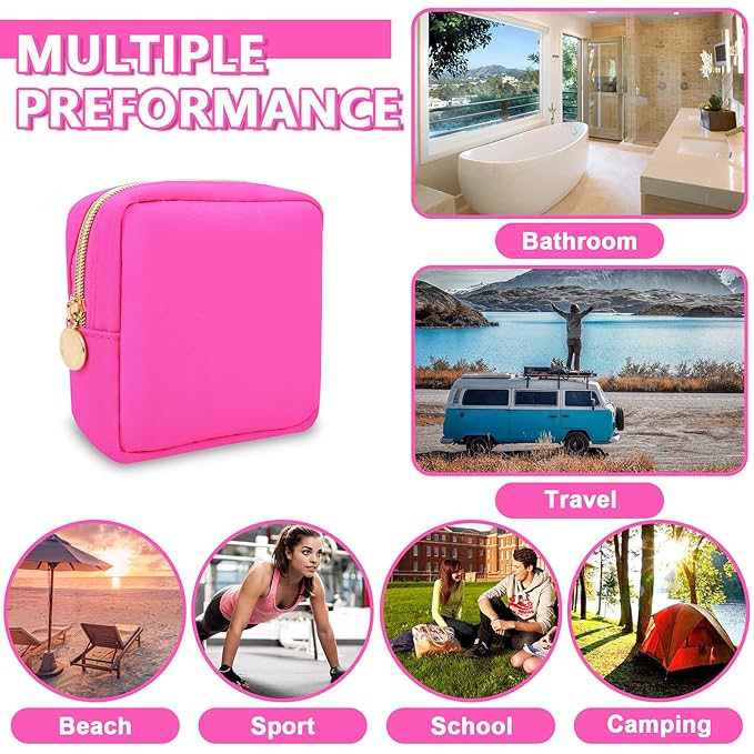 6 Pcs Waterproof Mini Makeup Bag Pouch for Purse,Small Cosmetic Travel Bag Pouch Nylon Toiletry Organizers Bag for Women Girls,Cute Mini Zipper Preppy Coin Purse for School Work Camping Travel