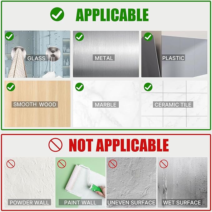 Black Waterproof Suction Cup Hooks, 4-Pack Heavy Duty Stainless Steel No Drill Shower Hooks for Hanging Towels, Robes, Loofahs, Holder Holds Strong on Tile, Glass, Mirror, Wall, Bathroom Door