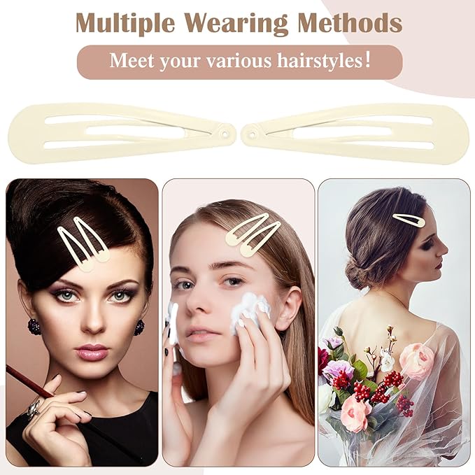 WILLBOND 30 Pieces 3.1 Inch Large Metal Snap Hair Clips Nonslip Barrettes Women Hair Accessories (White)
