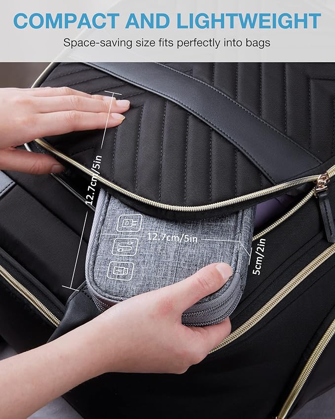 BAGSMART Electronic Cord Cable Organizer Travel Bag Case, Double Layers Tech Electronic Bag, Essentials for Charger, Cable, Phone, Flash drive, Gray