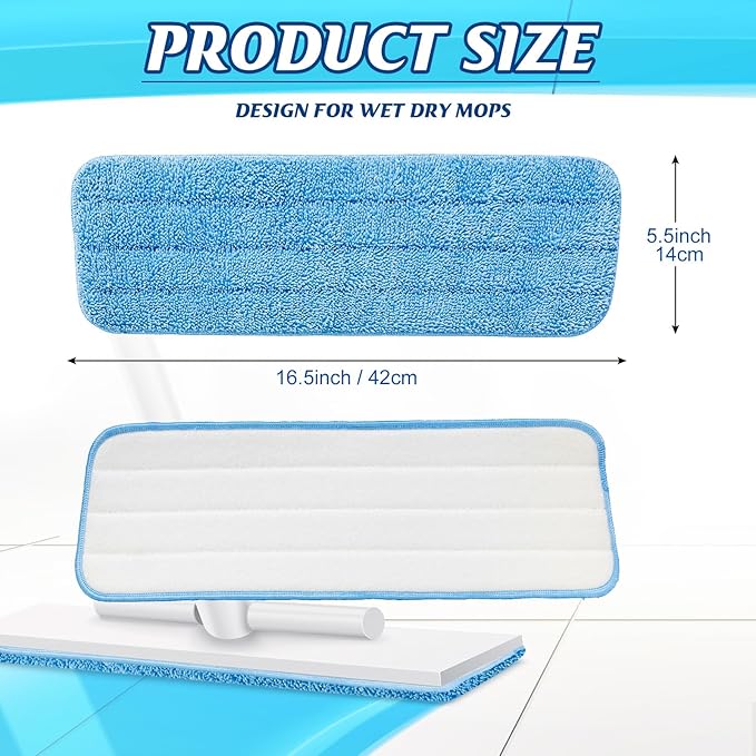 LOYIM 40 Pack Microfiber Cleaning Pads Machine Washable Replacement Head for Wet/Dry Mops Flat Reusable Household Replacement Mop Pad for Hardwood Floor Cleaning Scrubbing Fit Most Mops (Multicolor)