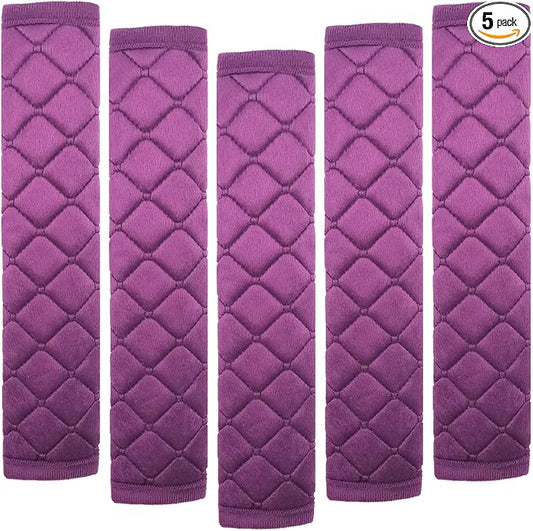 Car Seat Belt Cover Pad, 5 Pack, Seatbelt Covers for Car Accessory, Soft Material, Car Seat Strap Pads, Purple 10.63 inches, Universal Fit for All Vehicles, Comfort for neck shoulders (5-Purple)