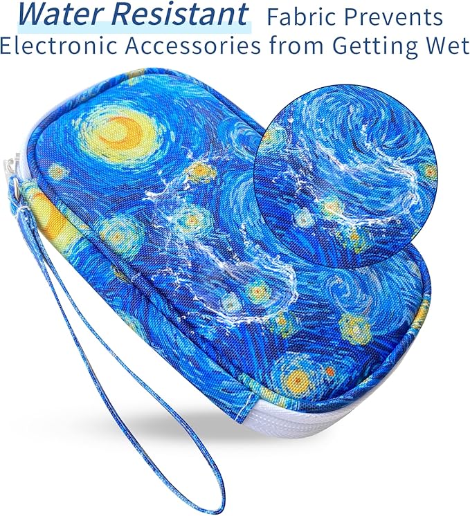 Electronics Organizer Travel Case, Cable Organizer Travel Essentials Tech Pouch,Suitable for Charger, Cable, Phone，Flash Drive,Starry Sky