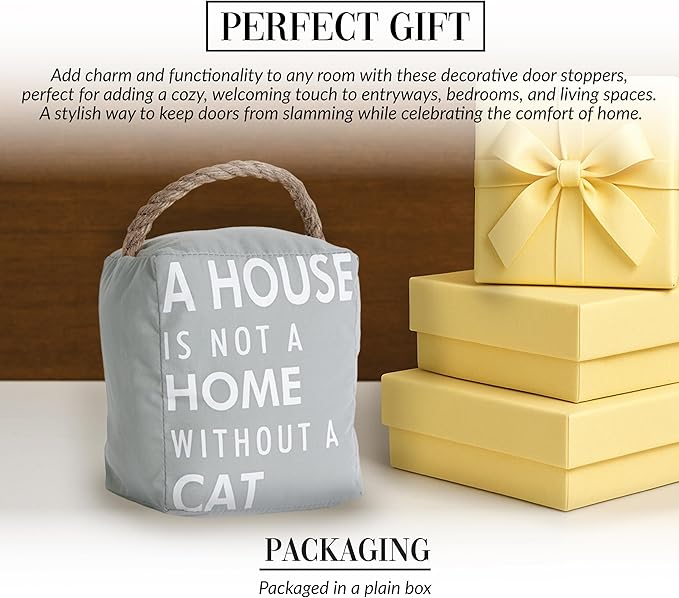 Pavilion Gift Company 72155 Cat Door Stopper, 5 by 6-Inch, Grey, White