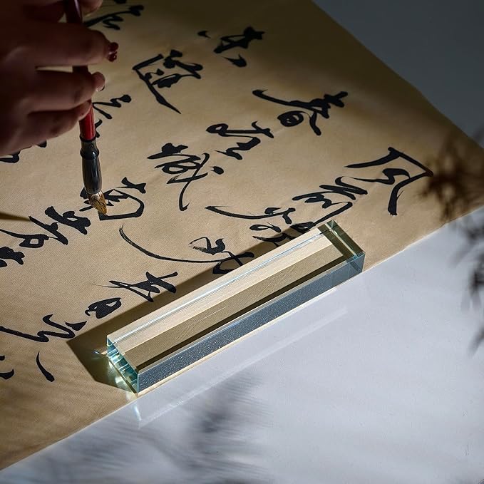 ‌vskikris Glass Paperweight - 2 Pcs Clear K9 Glass Blocks for Office Desk & Books (5.9"x1.2"x0.8") - Modern Home Decor Crafts & Gifts Set with Transparent Glass Tiles