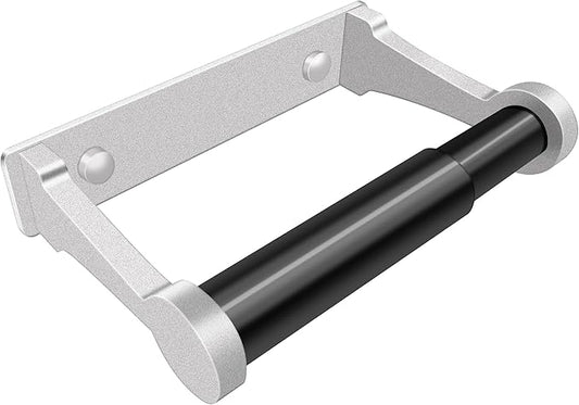 D&Joy Bathroom Toilet Paper Holder, Matte Silver Wall Mount Toilet Paper Roll Holder with Spring Loaded Roller, Aluminum Self-Adhesive Toilet Tissue Holder 5-inch TP Holder for Bathroom Kitchen