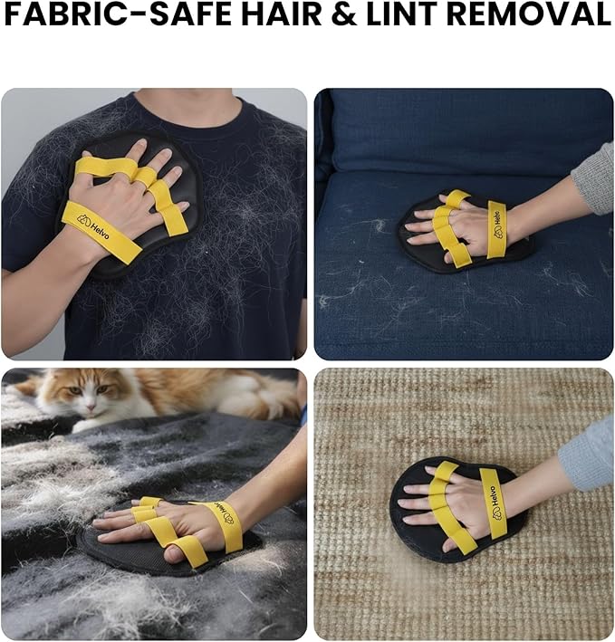 Pet Hair Removal Glove with Comb, Reusable Electrostatic Five-Finger Pet Hair Remover for Dogs & Cats, Fur Removal Mitt for Sofa, Carpet, Clothing, Car Seats & Furniture