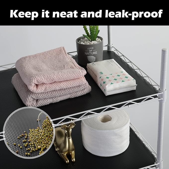 Black Shelf Liner 10.5 in Wide: Thick Easy Cutting Pantry Wire Shelves Liners - Waterproof Kitchen Cabinet Liner for Shoe Rack - Multi-Size 10.5" x 145.7"