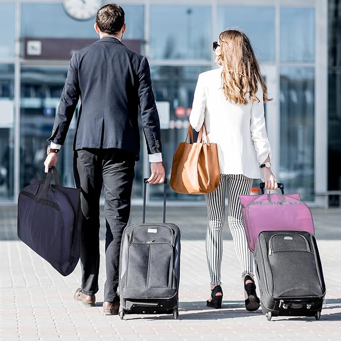 BALEINE 2PK Heavy Duty Garment Bag with Shoe Storage Travel Bag for Dresses, Suit, Coats Travel Essential (43", Pink)