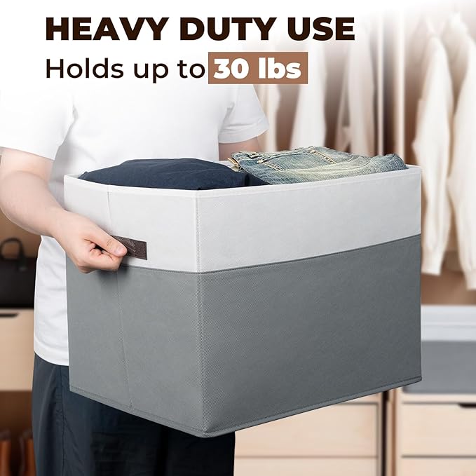 Criusia 6-Pack Clothes Bins for Organization - 16x12 Extra Large Storage Baskets for Shelves, Closet, Bedroom - Toy Storage Organizer Bins, Boxes, Cubes for Nursery - RV, Apartment Essentials