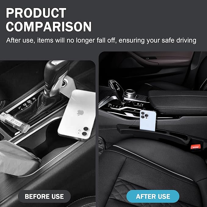 2 Pack Car Seat Gap Filler Organizer – Universal Fit Side Seat Gap Blocker & Storage Box for Cars, SUVs & Trucks, Prevents Items from Falling Between Seats