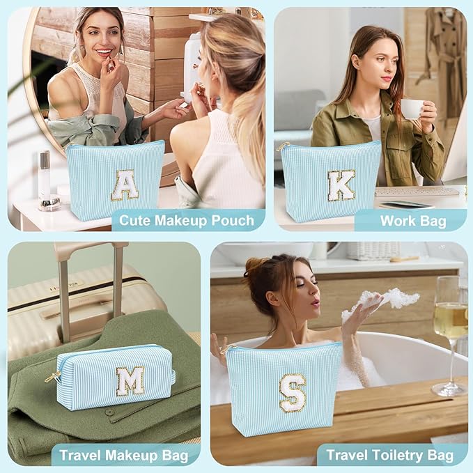 YOOLIFE Christmas Gifts For Teenage Girls Stocking Stuffers For Teen Girls Initial Makeup Bag | Cosmetic Travel Toiletry Bag | 9 10 11 12 13 14 15 Years Old | Teen Girl Gifts Trendy Stuff E