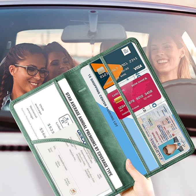 CoBak Car Registration and Insurance Holder - Vehicle Glove Box Car Organizer,Auto Truck Comparment Accessories Case with Magnetic Closure for Essential Document,Driver License,Cards