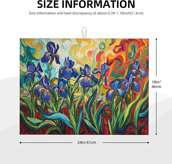 watercolor Flowers Dish Drying Mat for Kitchen Counter Microfiber Super Absorbent Non-Slip Dish Drying Pad for Countertops Dishes Utensils Stylish Quick-Dry Machine Washable 18x24 Inch