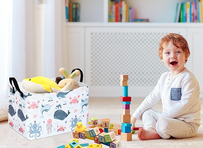 Baby Storage Basket Cute Gifts Basket Toys Organizer Waterproof Kids Hamper Nursery Bins Women Storage Cube for Home/Dorm/Kitchen/Pet/Office/Closet/Shelf/Room Decor