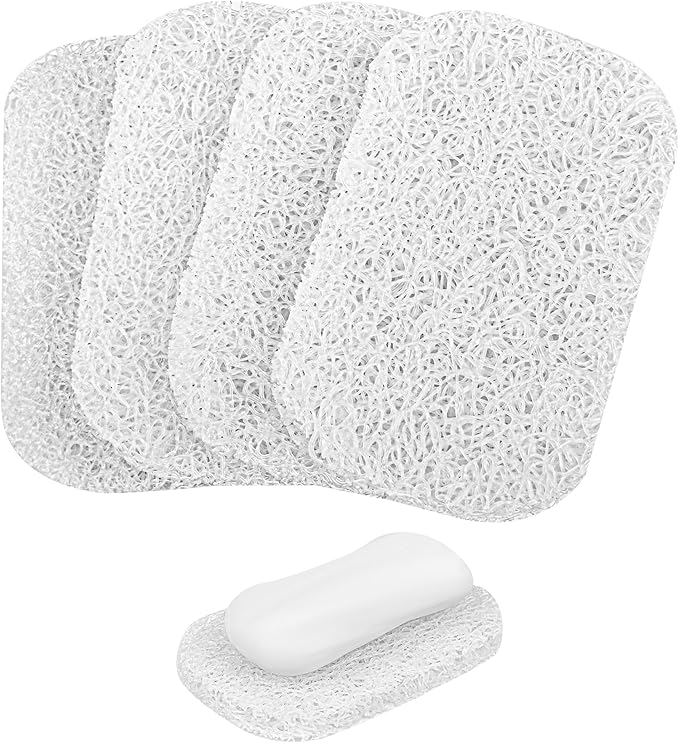 4PCS White Clear Soap Holder Pad,BPA-Free Soap Lifting Pad for Bar Soap,Easy to Clean Soap Savers Pads Suitable for Shower Kitchen Bathroom Bathroom Travel Hotel Cleaning Product