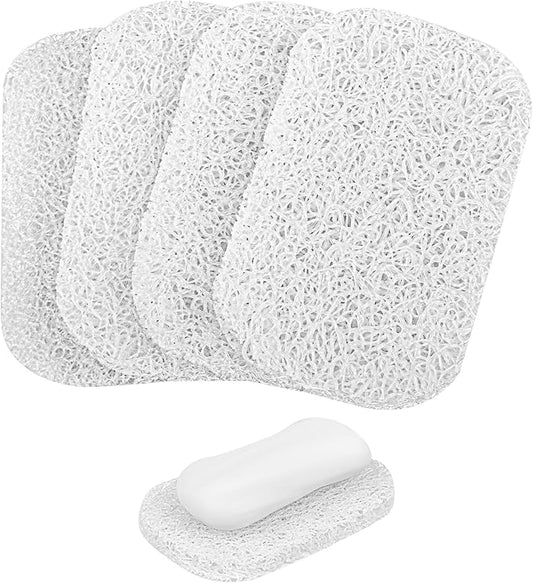 4PCS White Clear Soap Holder Pad,BPA-Free Soap Lifting Pad for Bar Soap,Easy to Clean Soap Savers Pads Suitable for Shower Kitchen Bathroom Bathroom Travel Hotel Cleaning Product