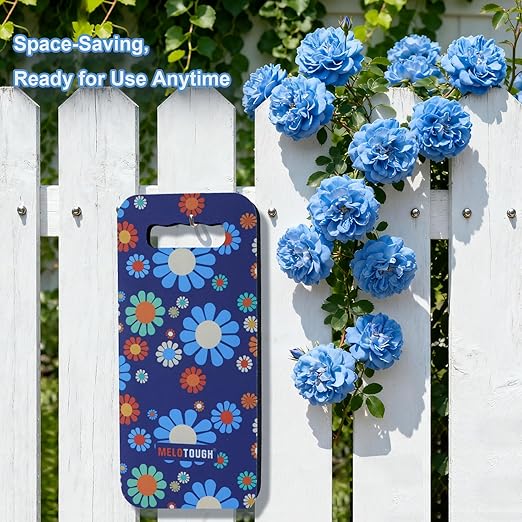 MELOTOUGH Garden Kneeling Pad, 1" Thick Soft NBR Foam Kneeling Pads for Gardening, Cleaning, Work - Lightweight & Comfortable, 15.75"x7.2" (Blue Flower)