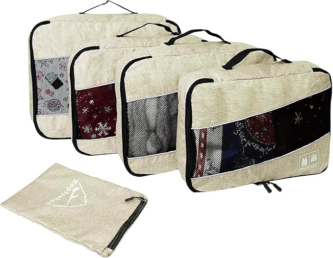 5 Set Packing Cubes for Travel Large Suitcase Luggage Organizer Bags Travel Accessories Vacation 4 Cubes 1 Laundry Pouch Bag