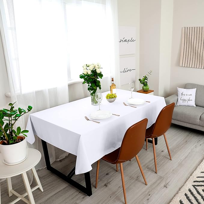 Utopia Kitchen Rectangle Table Cloth 2 Pack(60x126 Inches, White), Tablecloth Machine Washable, Polyester Table Cover for Dining, Buffet Parties, Picnics, Events, Weddings and Restaurants