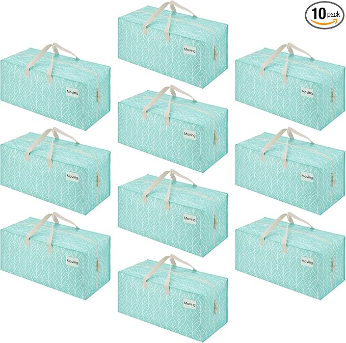 VENO 10 Pack Heavy Duty Moving Bags with Backpack Straps, Zippers & Handles, Extra Large Packing Bags for College Dorm Essentials, Moving Supplies Alternative to Cardboard Moving Boxes