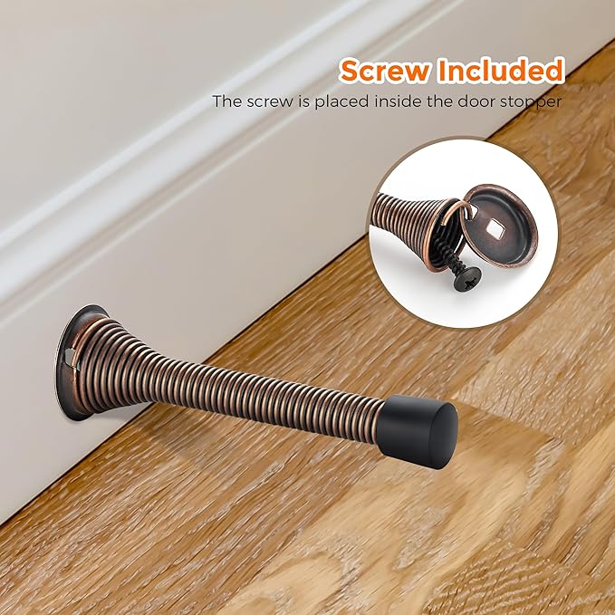 Ravinte Door Stoppers, 36 Pack Spring Door Stops with Rubber Bumper, Oil Rubbed Bronze Door Stoppers for Bottom of Door