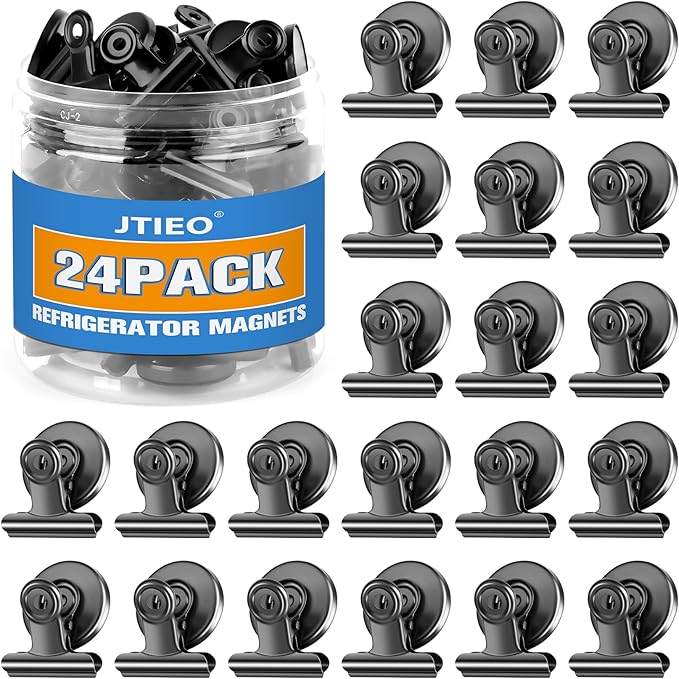 24 Pack Magnetic Clips Fridge Magnets Whiteboard Magnets, Magnet Clips for Teacher Supplies, Refrigerator Magnets for Photo Displays Memo Note