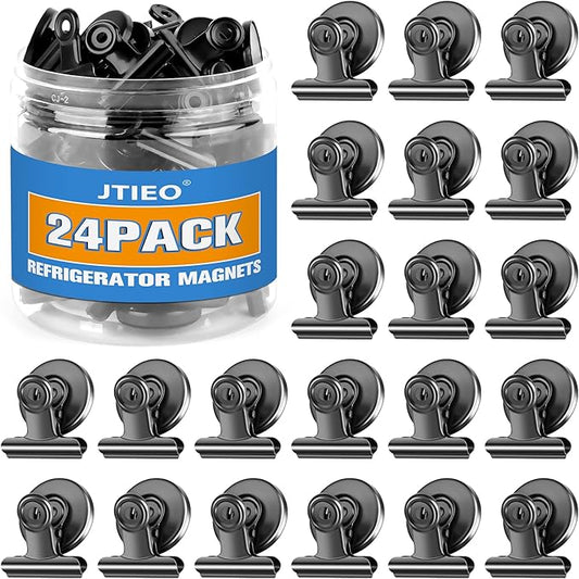 24 Pack Magnetic Clips Fridge Magnets Whiteboard Magnets, Magnet Clips for Teacher Supplies, Refrigerator Magnets for Photo Displays Memo Note