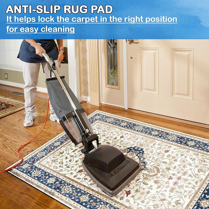Non-Slip Rug Pads 1/4” Thick, 5x8Ft Waterproof Rugs Non Skid Rug Pad for All Floors and Finishes Durable Hardwood Floor Protective Felt Keeps Rugs in Place, Safe and Secure