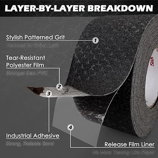 S&X Anti Slip Tape Heavy-Duty 8" x 33' Non Skid Roll, Unmatched Grip Tape for Skateboard, Outdoor Stairs, Decks, Ramps - Waterproof & Durable