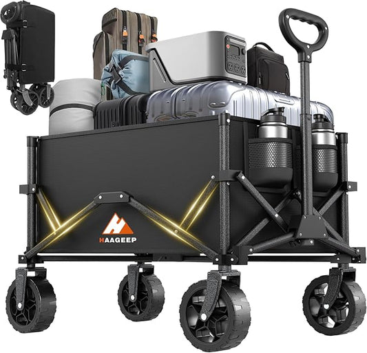 Collapsible Wagon with Wheels, Portable Wagons Carts Foldable, Folding Wagon Cart for Groceries, Sports Garden Shopping Utility Wagon