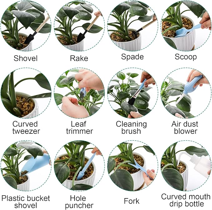 TOPZEA 23 Pack Succulent Tool Set, 2 Pack 39.4" Plant Repotting Mat Indoor Transplanting Tool Supplies Miniature Bonsai Hand Tool Kit with Plant Potting Mat, Garden Mini Gardening Tools for Plant Care