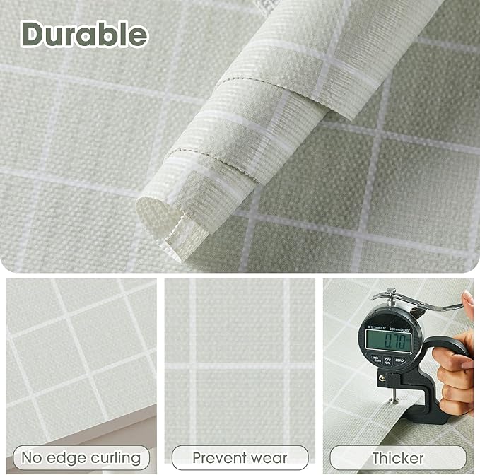 Drawer and Shelf Liner, Non-Slip Kitchen Cabinet Liners Non-Adhesive Thick Strong Grip Waterproof Washable Mats Protect Dresser Shelves Cupboard Bathroom Cabinets, Light Green, 18 in X 20 FT