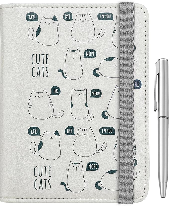 WALNEW Passport Holder for Travel, RFID Passport Cover Wallet for Women Men, PU Leather Passport Book Card Holder Case with Pen, Travelling Essentials for Flying