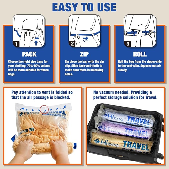 18 Compression Bags for Travel Essentials, Vacuum Packing Space Saver Bags for Cruise Accessories (18-Travel)