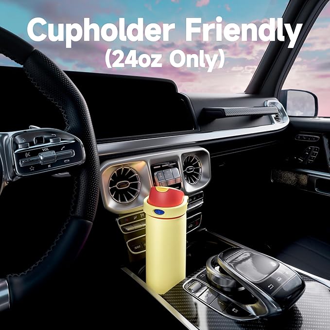 24 oz Insulated Water Bottle with Straw: Meoky Stainless Steel Metal Water Bottle with Straw Lid - Leak Proof, Cold for 24 Hours, Fits in Car Cup Holder, BPA-Free for Travel Sports Gym, Misty Horizons