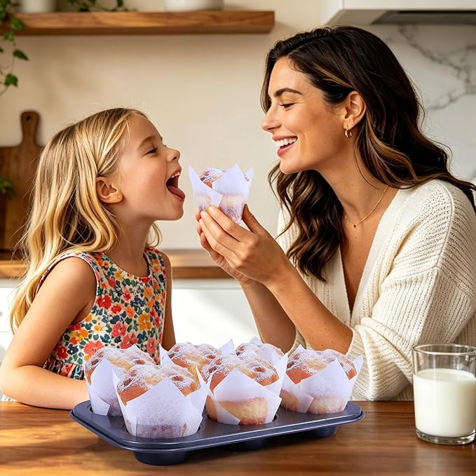 Caperci White Parchment Paper Tulip Cupcake Muffin Liners - European Non-stick Paper Baking Cups Cupacke Wrappers for Party, Wedding, Christmas, Birthday (150pcs)