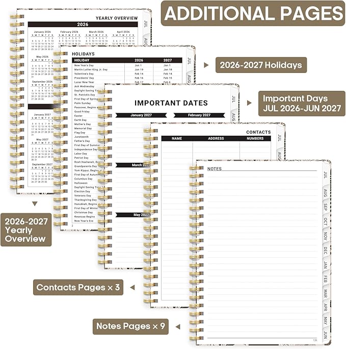 Academic Planner 2026-2027, Weekly and Monthly Calendar Book, July 2026 – June 2027, Hardcover Planner with Tabs, Perfect for Teachers, Students, Women & Men, A5 (6.4" x 8.5") - Owl