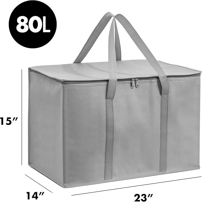 Carrywell Insulated Food Delivery and Catering Bags 2-Pack, XXXL Pizza Delivery and Reusable Warming Bag,Thermal Insulation Tote for Hot and Cold Food, Doordash, Not-Made In China